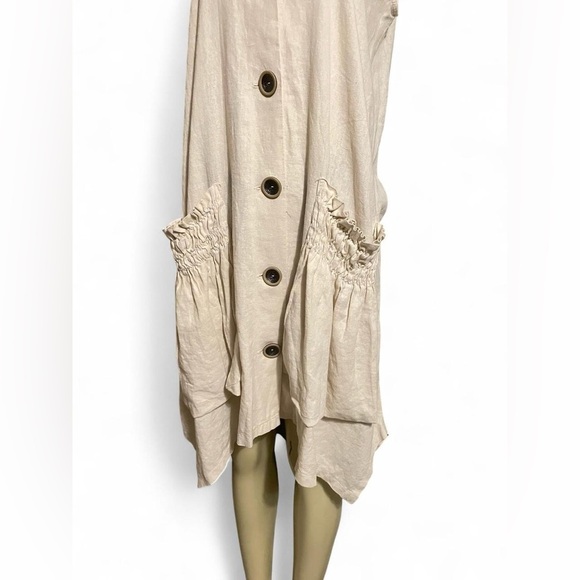 For Cynthia Cream Sleeveless Button-Down Dress - Picture 3 of 6